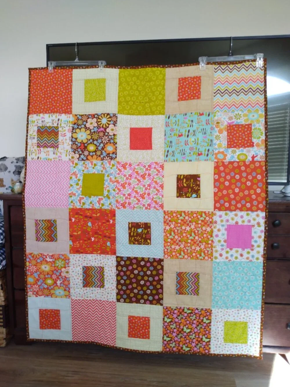 🤎🧡💙BN PATCHWORK SQUARES HANDMADE QUILT UNIQUE GIFT